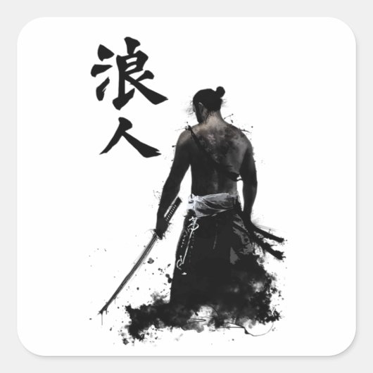 「サムライウォリアー日本のシール – Ink Art Vinyl スクエアシール (正面)
