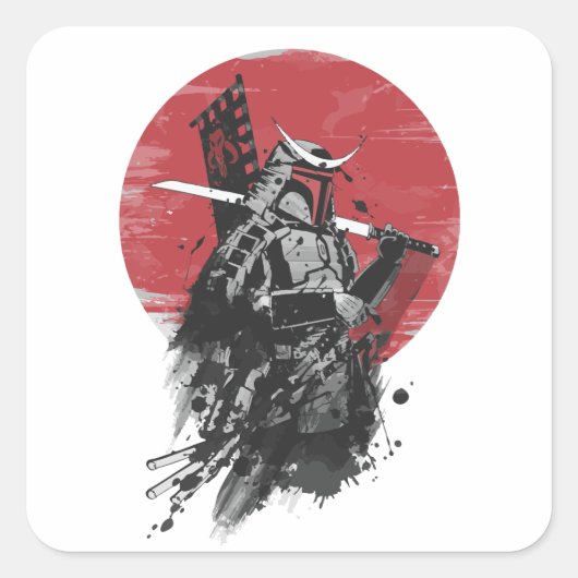 「サムライウォリアー日本のシール – Ink Art Vinyl スクエアシール (正面)