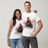 サムライウォリアーTシャツ描で身を屈める Tシャツ (ユニセックス)