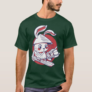 サムライウサギがお寿司を Tシャツ