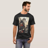 サムライウルフ 女性 男性 ビンテージ 日本 かわいい Tシャツ (正面フル)