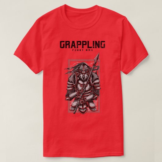 サムライオオオカミ、槍、柔術、mma、ムアイ tシャツ (デザイン正面)