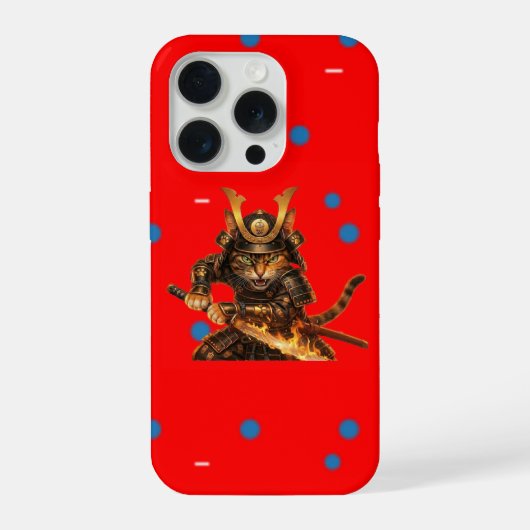 サムライオレンジ猫 - 大胆ポップアートiPhoneケース iPhoneケース (裏面)