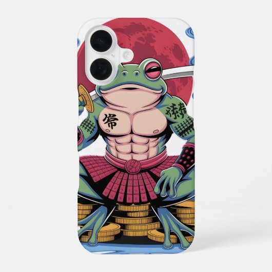 サムライカエル戦士アート iPhone 16ケース (裏面)