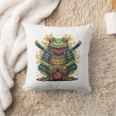 サムライカエル戦士 スロー枕 40cm x 40cm クッション (ブランケット)