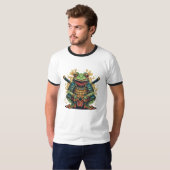 サムライカエル戦士 ベーシックリンガーTシャツ Tシャツ (正面フル)