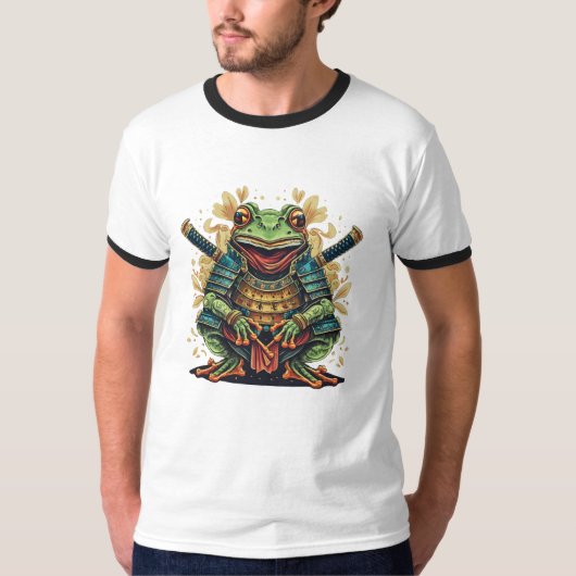 サムライカエル戦士 ベーシックリンガーTシャツ Tシャツ (正面)