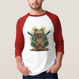 サムライカエル戦士 ベーシック3/4スリーブラグランシャツ Tシャツ