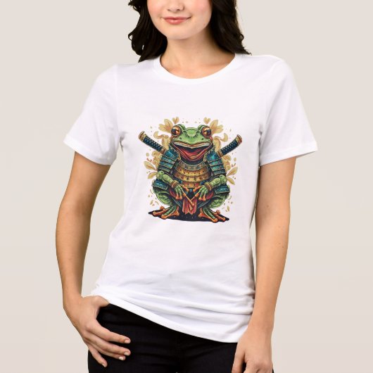 サムライカエル戦士 レディーストリブレンドTシャツ トライブレンドTシャツ (正面)