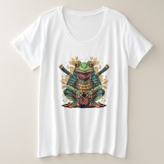 サムライカエル戦士 レディースプラスサイズTシャツ プラスサイズTシャツ (デザイン正面)