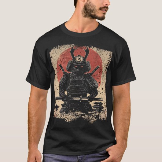 サムライキャットの戦士アート愛好家 Tシャツ (正面)