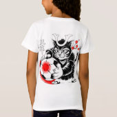 サムライキャットの日本サッカーTシャツ Tシャツ (裏面)