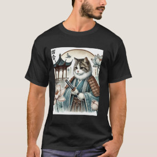 サムライキャットの達人芸 - 古典的な浮世絵の武士アート Tシャツ