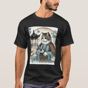 サムライキャットの達人芸 - 古典的な浮世絵の武士アート Tシャツ