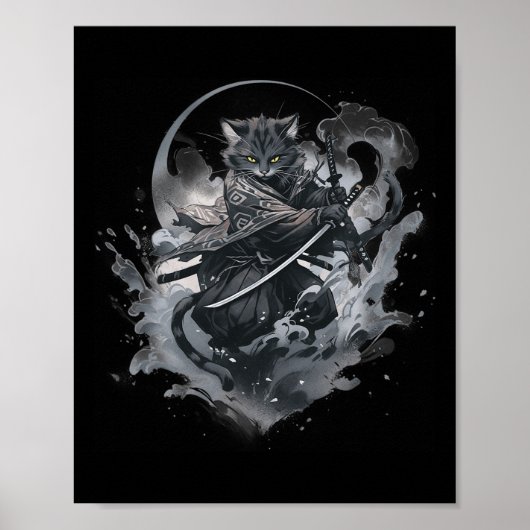 サムライキャットアニメ日本の忍者戦士の美学 ポスター (正面)