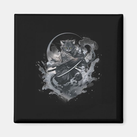 サムライキャットアニメ日本の忍者戦士の美学 マグネット (正面)