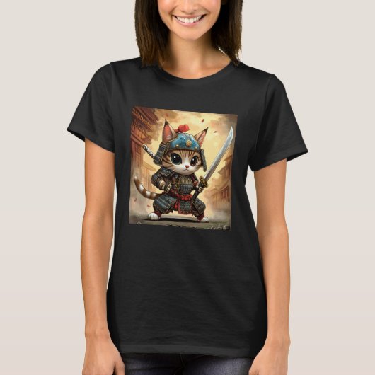 サムライキャットウォリアー 激しくてふわふわスタイル Tシャツ (正面)