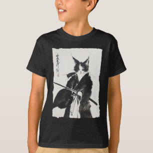 サムライキャットティーヴィンテージ浮世絵武芸 Tシャツ