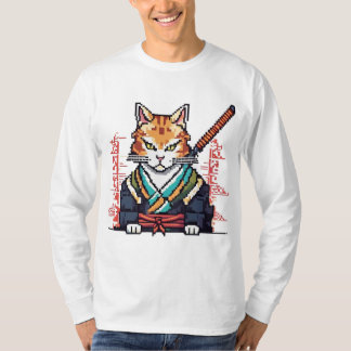 サムライキャットピクセルアート最高傑作 Tシャツ