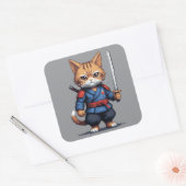 サムライキャットピクセルアート スクエアシール (封筒)