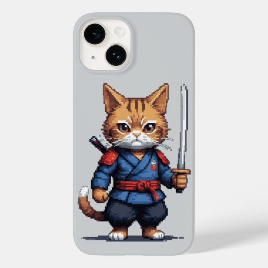 サムライキャットピクセルアート Case-Mate iPhoneケース (裏面)