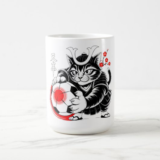 サムライキャットマグ - サッカー戦士たちへ コーヒーマグカップ (中央)