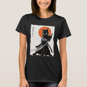 サムライキャットヴィンテージ浮世絵武おもしろい士キャットマン Tシャツ