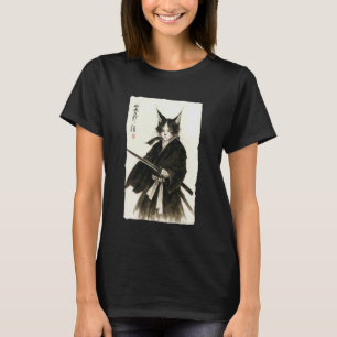 サムライキャット ヴィンテージ レトロ 浮世絵 戦士 グラフィック Tシャツ