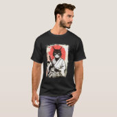 サムライキャット 和風アートスタイル 古風忍者 サムライ Tシャツ (正面フル)