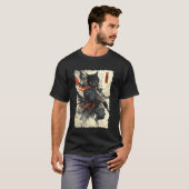 サムライキャット - 日本の武士 刀 パワー1 Tシャツ (正面フル)