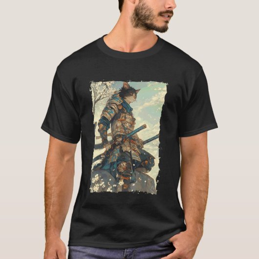 サムライキャット - 日本の武士 刀 パワー 2 Tシャツ (正面)