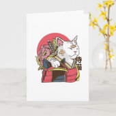 サムライキャット – Vaporwave Cat カード (黄色い花)