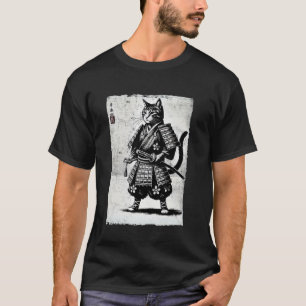サムライキャットTシャツ ビンテージ浮世絵 戦士アートグラフィック Tシャツ