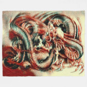 サムライクラシカル素晴らしドラゴンスピリットアクリル フリースブランケット (正面(横))