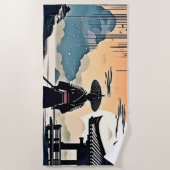 サムライサンセット:反射旅行 ビーチタオル (正面)