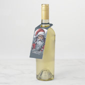 サムライサンタウォリアーのクリスマスアートギフト ボトルネックタグ (アングル)