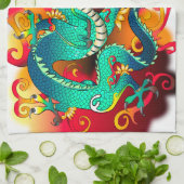 サムライシェフドラゴンデザイン キッチンタオル (折り畳み)