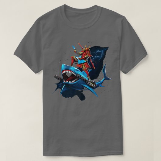 サムライシャークおもしろいプリン Tシャツ (デザイン正面)