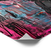 サムライシルエットアートグリッドはっきりしたグラフィティスタイル ポスター (角)