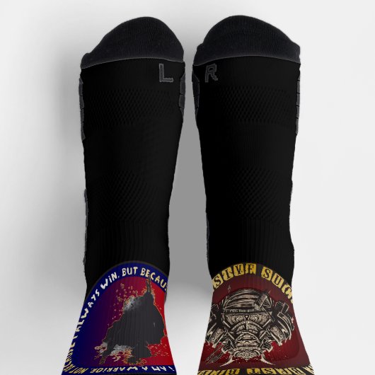 サムライシルエット日本の – 戦士引用文 ソックス (上部)