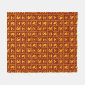 サムライジャッキ&アクゴールデンシルエットタイル模様 フリースブランケット (正面(横))