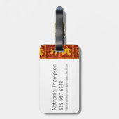 サムライジャッキ&アクゴールデンシルエットタイル模様 ラゲッジタグ (裏面縦)