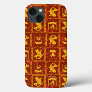 サムライジャッキ&アクゴールデンシルエットタイル模様 iPhone 13ケース