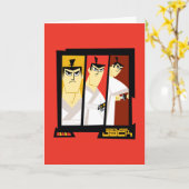 サムライジャックキャラクター3パネル未来的フレーム カード (黄色い花)