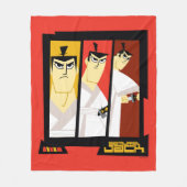 サムライジャックキャラクター3パネル未来的フレーム フリースブランケット (正面)