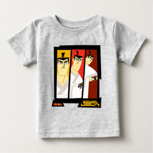 サムライジャックキャラクター3パネル未来的フレーム ベビーTシャツ