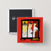 サムライジャックキャラクター3パネル未来的フレーム 缶バッジ (正面&裏面)