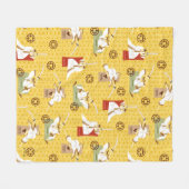 サムライジャックソードキャラクター絵柄ポーズ フリースブランケット (正面(横))