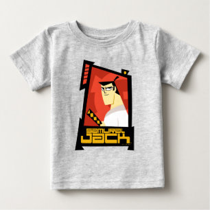 サムライジャック笑顔の未来的なフレームグラフィック ベビーTシャツ