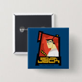 サムライジャック笑顔の未来的なフレームグラフィック 缶バッジ (正面&裏面)